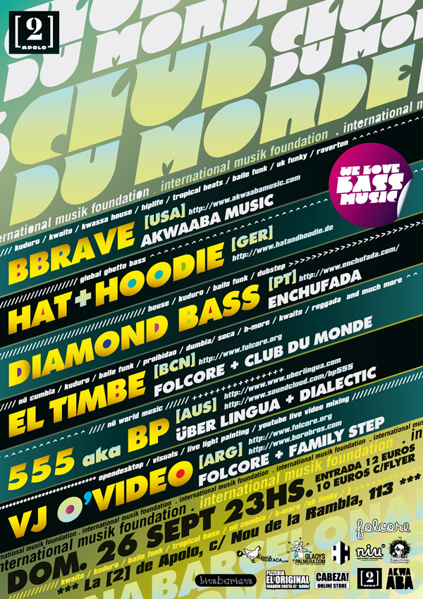 09/26 ES: bbrave with Folcore crew, Diamond Bass, hat+hoodie + more